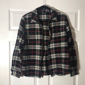 Chaps plaid zip up flannel top